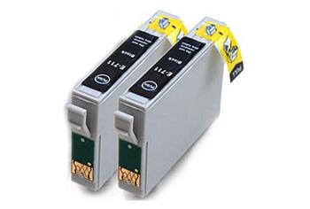 Obrazek Epson T0711H C13T07114H20 kompatibilní inkoustová kazeta, barva náplně dvojbalení černá