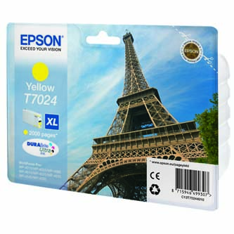 Obrazek Epson T7024 C13T70244010 originální inkoustová kazeta, barva náplně žlutá, výtěžnost cartridge 2000 stran