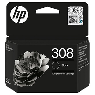 Obrazek HP 308 7FP21UE originální inkoustová kazeta, barva náplně černá, výtěžnost cartridge 160 stran