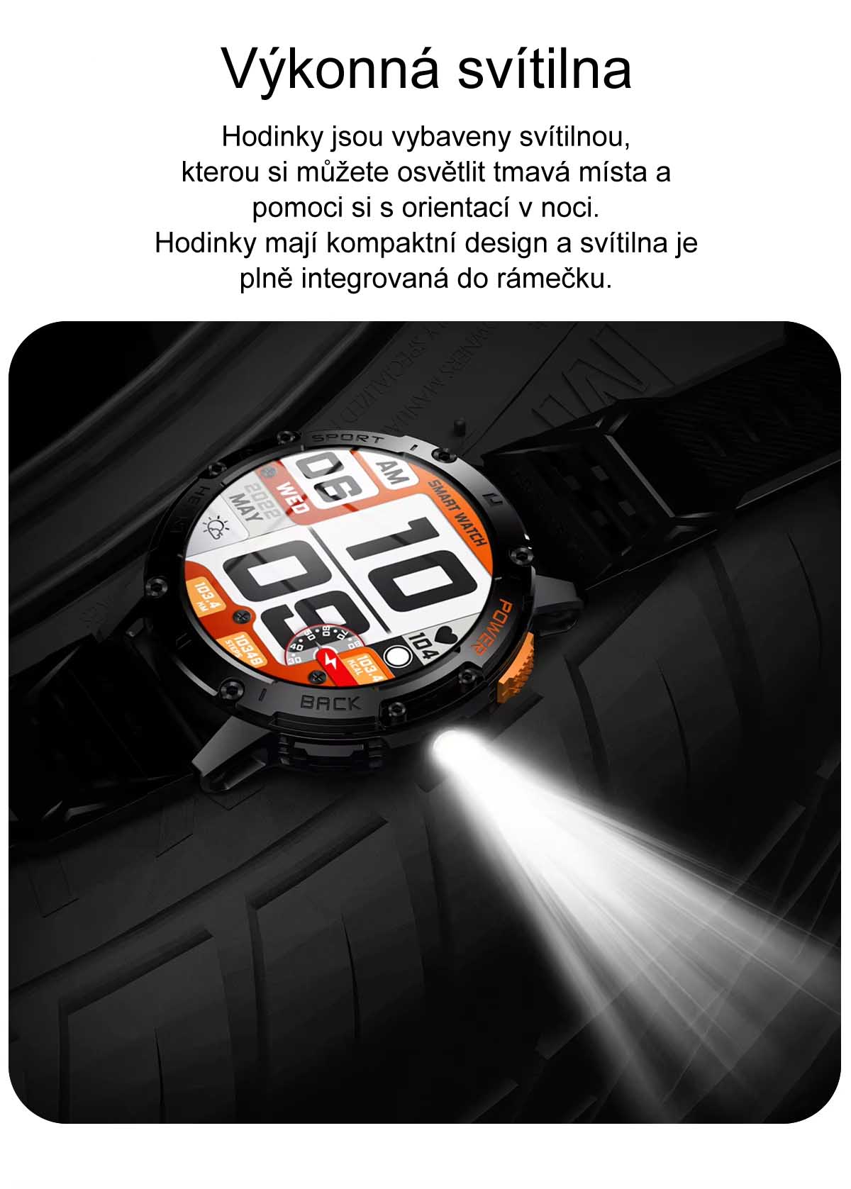 Chytré hodinky smart watch v češtině, s telefonováním, krokoměrem, oxymetrem, měřením tepu, tlaku, PW-165, černé s černým páskem